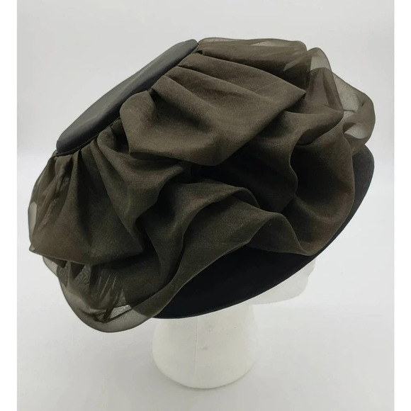 Vintage Mushroom Hat | Black Layered Ruffles - Picture 4 of 6